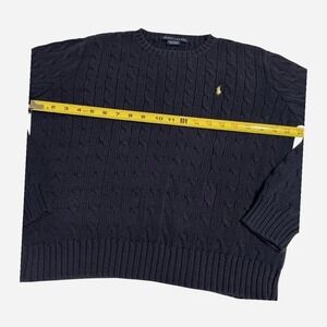 Ralph Lauren 100% cotton dark navy blue cable knit sweater